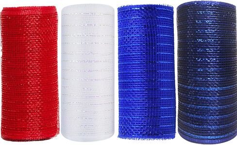 Black Deco mesh 6 inch, 4 Rolls Halloween Mesh Ribbon 30 Feet Each Roll Metallic Foil Decorative Mesh Rolls Fabric DIY Craft Wreath Making Supplies for Halloween Wreath Swags Home Party Decor in Kuwait