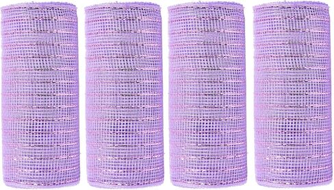 Black Deco mesh 6 inch, 4 Rolls Halloween Mesh Ribbon 30 Feet Each Roll Metallic Foil Decorative Mesh Rolls Fabric DIY Craft Wreath Making Supplies for Halloween Wreath Swags Home Party Decor in Kuwait