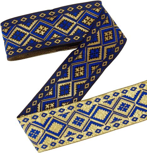 PH PandaHall Ethnic Jacquard Ribbon, 7 Yards Emobridered Woven Ribbon Boho Fabric Sewing Ribbon Rhombus Trim Fringe Decor Trim for DIY Clothing Curtain Embellishment Decoration 2 Inch in Saudi Arabia