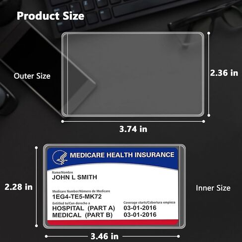 10 Pack New Medicare Card Protector Sleeves, Clear PVC Waterproof Card Holder, for ID, Credit, Business Cards, Social Security Durable and Protective in Saudi Arabia