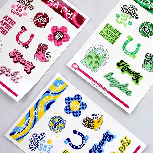 Chi Omega Sticker Sheet - Western Design Vinyl Sorority Stickers with Officially Licensed Designs, Removable Adhesive, 10 Stickers per Sheet, by Sorority Shop in Saudi Arabia