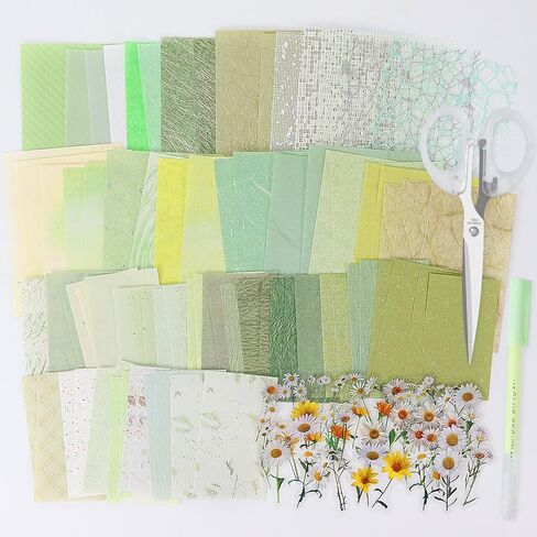 Koqye 131PCS Aesthetic Scrapbook Paper Pack, Junk Journal Supplies Starter Kit with Floral Stickers, Scissors, Quick Dry Glue Pen, Scrapbook Kit for Planner DIY Arts Craft Collage (Coastal Tide) in Saudi Arabia