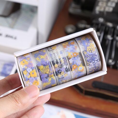 5 Pack Flower Language Series Transparent Creative Stickers Tape in Saudi Arabia