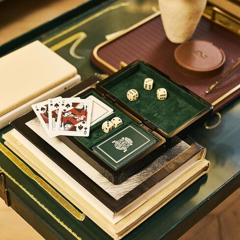 Preston Lane Chester Luxury Game Box – Wooden Playing Card & Dice Set with Velvet Lining – Burled Wood & Black Lacquer Finish – Coffee Table Décor or Gift in Saudi Arabia