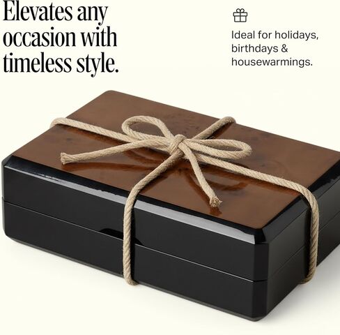 Preston Lane Chester Luxury Game Box – Wooden Playing Card & Dice Set with Velvet Lining – Burled Wood & Black Lacquer Finish – Coffee Table Décor or Gift in Saudi Arabia