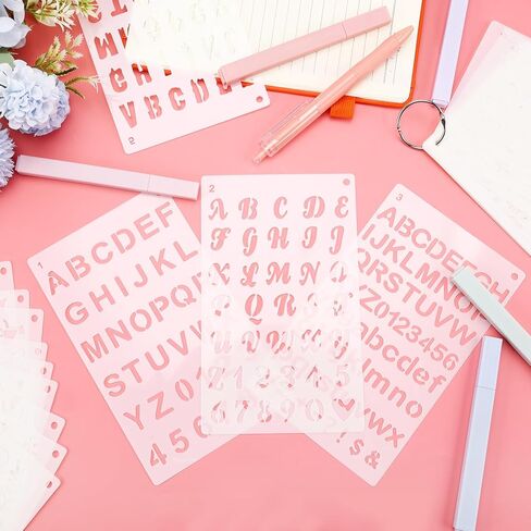 ZLFSRQ استنسل حروف 1/2 بوصة للرسم 24 حزمة قابلة لإعادة الاستخدام أرقام أبجدية ورموز استنسل مخطط حروف صغيرة استنسل بلاستيكي قوالب حروف صغيرة للحرف اليدوية لوازم سجل القصاصات in Kuwait