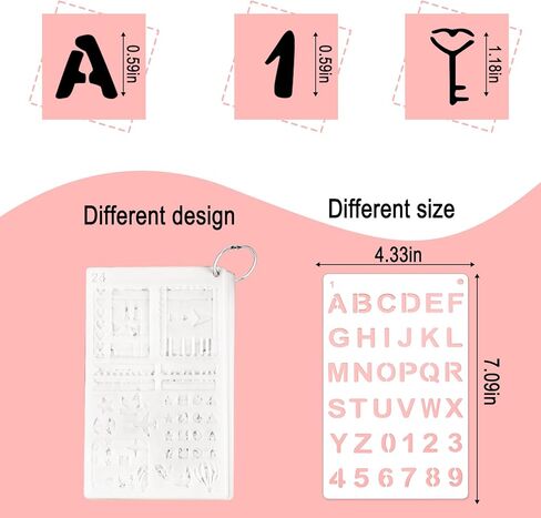 ZLFSRQ استنسل حروف 1/2 بوصة للرسم 24 حزمة قابلة لإعادة الاستخدام أرقام أبجدية ورموز استنسل مخطط حروف صغيرة استنسل بلاستيكي قوالب حروف صغيرة للحرف اليدوية لوازم سجل القصاصات in Kuwait