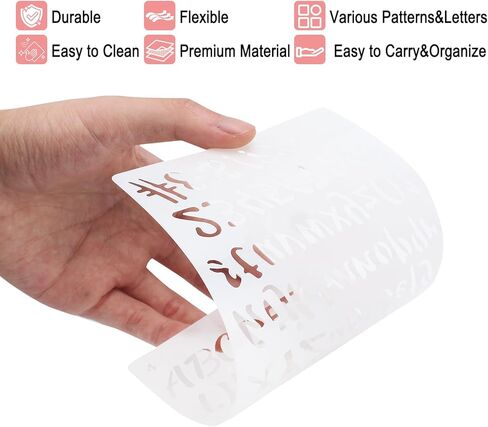 ZLFSRQ استنسل حروف 1/2 بوصة للرسم 24 حزمة قابلة لإعادة الاستخدام أرقام أبجدية ورموز استنسل مخطط حروف صغيرة استنسل بلاستيكي قوالب حروف صغيرة للحرف اليدوية لوازم سجل القصاصات in Kuwait