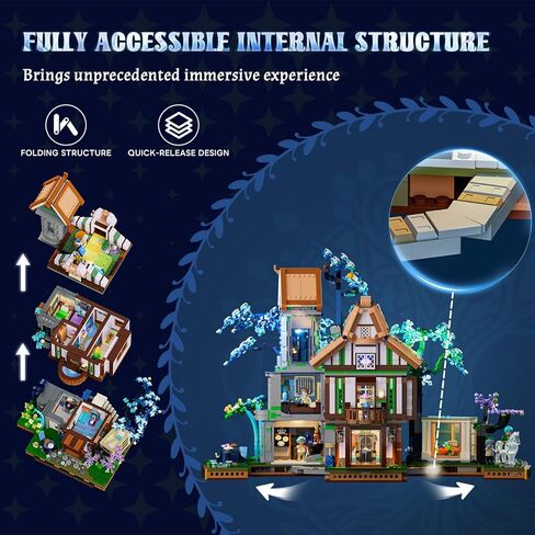 مجموعة مكعبات بناء منزل الشجرة من سيلفان إن - مجموعة مصابيح LED مكونة من 3120 قطعة من Elf Hotel Cabin Collection للبالغين وهواة جمع المنازل القديمة in Kuwait