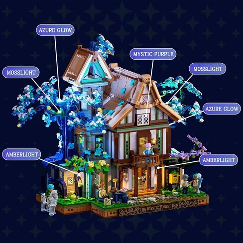 مجموعة مكعبات بناء منزل الشجرة من سيلفان إن - مجموعة مصابيح LED مكونة من 3120 قطعة من Elf Hotel Cabin Collection للبالغين وهواة جمع المنازل القديمة in Kuwait