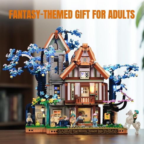 مجموعة مكعبات بناء منزل الشجرة من سيلفان إن - مجموعة مصابيح LED مكونة من 3120 قطعة من Elf Hotel Cabin Collection للبالغين وهواة جمع المنازل القديمة in Kuwait