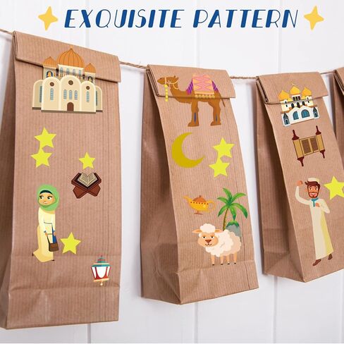 Yinder 72 Set Eid Mubarak Stickers Craft Kits Mosque Scene Ramadan Stickers DIY Crafts Religious Hanging Ornament Decoration for Eid Party Favor in Saudi Arabia