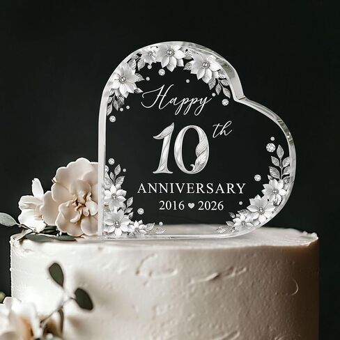 10th Wedding Anniversary Acrylic Cake Topper, 10th Anniversary Decorations, 10 Wedding Topper, 10 Years Of Married Gifts in Saudi Arabia