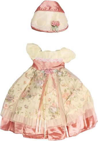 American Fashion World Pink Floral Colonial Dress for 18 Inch Dolls with Matching Bonnet in Saudi Arabia
