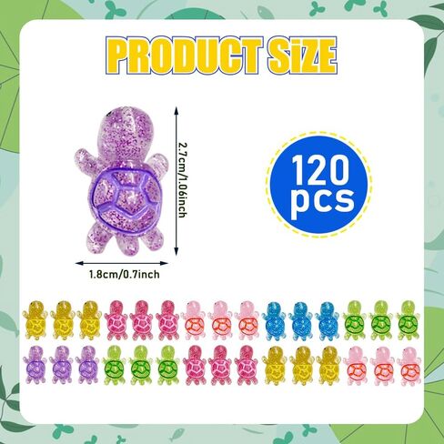 120PCS Glitter Mini Resin Turtles Sea Turtles Figurines Glow in The Dark, Cute Tiny Turtles Bulk for Cake Toppers Ocean Animal Theme Party Decor Garden Micro Landscape DIY (6 Colors) in Saudi Arabia
