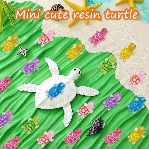 120PCS Glitter Mini Resin Turtles Sea Turtles Figurines Glow in The Dark, Cute Tiny Turtles Bulk for Cake Toppers Ocean Animal Theme Party Decor Garden Micro Landscape DIY (6 Colors) in Saudi Arabia