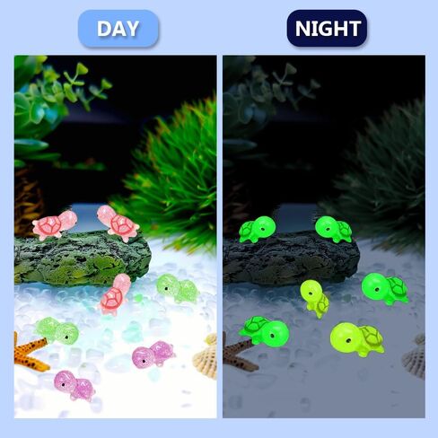 120PCS Glitter Mini Resin Turtles Sea Turtles Figurines Glow in The Dark, Cute Tiny Turtles Bulk for Cake Toppers Ocean Animal Theme Party Decor Garden Micro Landscape DIY (6 Colors) in Saudi Arabia