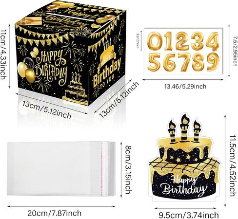 Surprise Dollar Box with Birthday Theme,Money Holder Box with Pull Out Happy Birthday Card and 30Pcs Transparent Bags,Perfect for Parties, Celebrations, and Gift Giving (black) in Saudi Arabia
