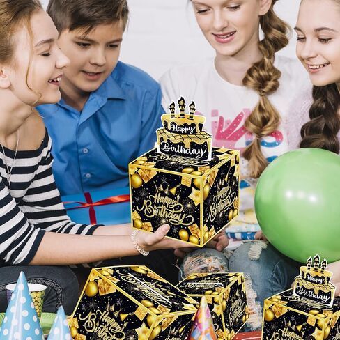 Surprise Dollar Box with Birthday Theme,Money Holder Box with Pull Out Happy Birthday Card and 30Pcs Transparent Bags,Perfect for Parties, Celebrations, and Gift Giving (black) in Saudi Arabia