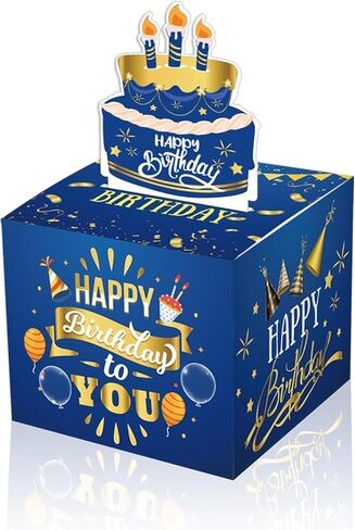 Surprise Dollar Box with Birthday Theme,Money Holder Box with Pull Out Happy Birthday Card and 30Pcs Transparent Bags,Perfect for Parties, Celebrations, and Gift Giving (black) in Saudi Arabia