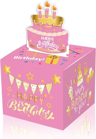 Surprise Dollar Box with Birthday Theme,Money Holder Box with Pull Out Happy Birthday Card and 30Pcs Transparent Bags,Perfect for Parties, Celebrations, and Gift Giving (black) in Saudi Arabia