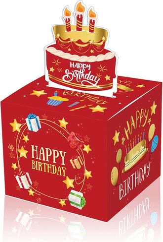 Surprise Dollar Box with Birthday Theme,Money Holder Box with Pull Out Happy Birthday Card and 30Pcs Transparent Bags,Perfect for Parties, Celebrations, and Gift Giving (black) in Saudi Arabia