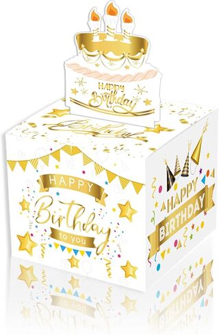 Surprise Dollar Box with Birthday Theme,Money Holder Box with Pull Out Happy Birthday Card and 30Pcs Transparent Bags,Perfect for Parties, Celebrations, and Gift Giving (black) in Saudi Arabia