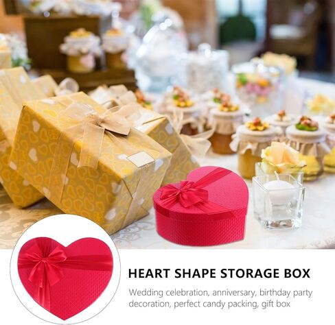 Amosfun Wedding Packing Box Heart Shaped Storage Container 9X7X3.5 Inches Red Paper Box for Wedding Party Favors Candy and Birthday Presents in Saudi Arabia