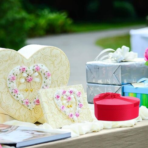 Amosfun Wedding Packing Box Heart Shaped Storage Container 9X7X3.5 Inches Red Paper Box for Wedding Party Favors Candy and Birthday Presents in Saudi Arabia