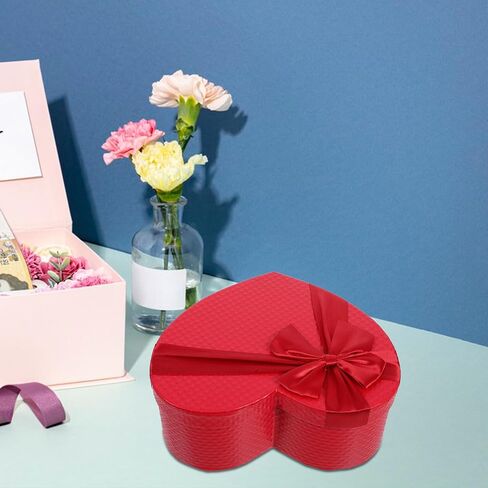 Amosfun Wedding Packing Box Heart Shaped Storage Container 9X7X3.5 Inches Red Paper Box for Wedding Party Favors Candy and Birthday Presents in Saudi Arabia