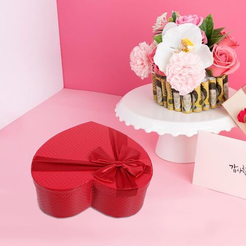 Amosfun Wedding Packing Box Heart Shaped Storage Container 9X7X3.5 Inches Red Paper Box for Wedding Party Favors Candy and Birthday Presents in Saudi Arabia