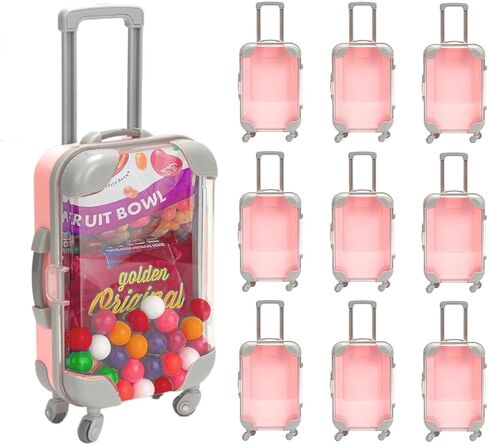 10 Pack Mini Suitcase Gift Box, Pink Plastic False Eyelashes Box for Girls Birthday Party Wedding Family Vacation Jewelry Bridesmaid Bride in Kuwait