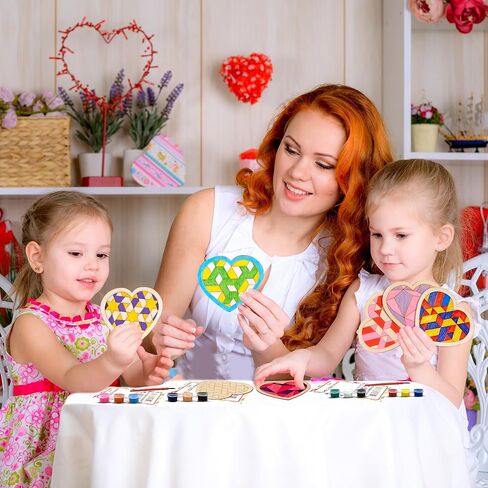 geECOzylife هدايا عيد الحب للأطفال - 28 حزمة مجموعات الفسيفساء لحاف القلب الحظيرة مع بطاقات عيد الحب للأطفال الفصول الدراسية - لحاف القلب الحظيرة الفسيفساء الحرفية بطاقات عيد الحب للمدرسة in Kuwait