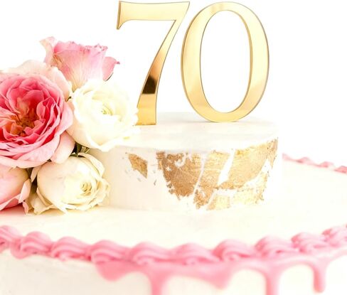 قطعة علوية للكيك رقم 70 باللون الذهبي، أغطية كعكة أكريليك سبعين، تزيين كعكة عيد الميلاد السبعين السعيد، لوازم تزيين الكيك لحفلة عيد الميلاد السبعين in Kuwait