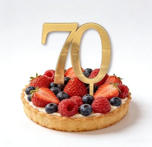قطعة علوية للكيك رقم 70 باللون الذهبي، أغطية كعكة أكريليك سبعين، تزيين كعكة عيد الميلاد السبعين السعيد، لوازم تزيين الكيك لحفلة عيد الميلاد السبعين in Kuwait