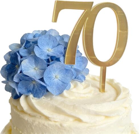 قطعة علوية للكيك رقم 70 باللون الذهبي، أغطية كعكة أكريليك سبعين، تزيين كعكة عيد الميلاد السبعين السعيد، لوازم تزيين الكيك لحفلة عيد الميلاد السبعين in Kuwait