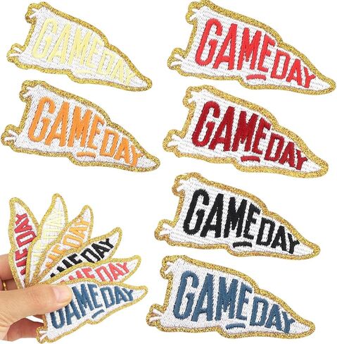 6PCS Game Day Iron-On Patch, Gaming-Day Patche, Chenille Applique Sew on Patches, Embroidered Football Patch Sew on Badge for DIY, Jackets, Bags, Hats, Clothes in Kuwait