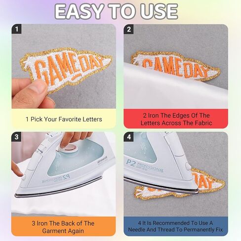 6PCS Game Day Iron-On Patch, Gaming-Day Patche, Chenille Applique Sew on Patches, Embroidered Football Patch Sew on Badge for DIY, Jackets, Bags, Hats, Clothes in Kuwait