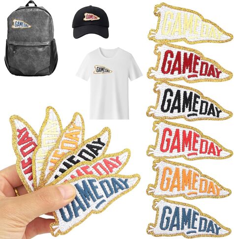 6PCS Game Day Iron-On Patch, Gaming-Day Patche, Chenille Applique Sew on Patches, Embroidered Football Patch Sew on Badge for DIY, Jackets, Bags, Hats, Clothes in Kuwait