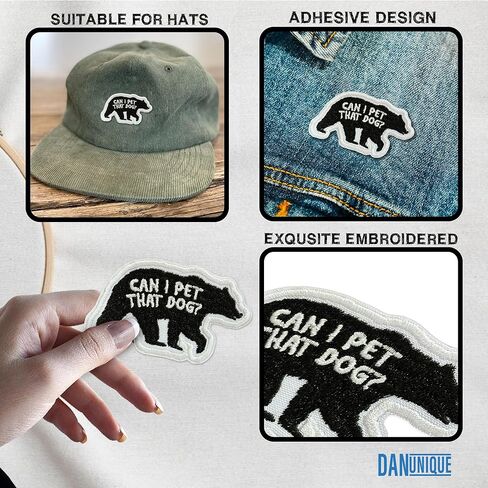 Can I Pet That Dog Patch Funny Black Bear Dawg Patch Funny Meme Viral Video Embroidered Patches for Caps, Bags, Backpacks, Hat, Jackets, Uniform DIY Gifts for Her Him 3 Inches in Saudi Arabia
