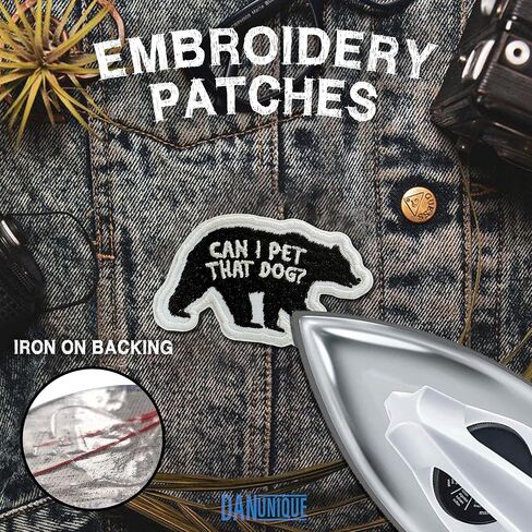 Can I Pet That Dog Patch Funny Black Bear Dawg Patch Funny Meme Viral Video Embroidered Patches for Caps, Bags, Backpacks, Hat, Jackets, Uniform DIY Gifts for Her Him 3 Inches in Saudi Arabia