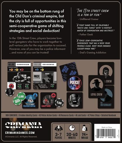 13TH STREET CREW | Bluffing, Strategy, Secret Identities | Get The Gang Together To Play This Semi Cooperative Board Game for Family Game Night | Perfect for Teens and Adults | Board Games |Card Games in Saudi Arabia