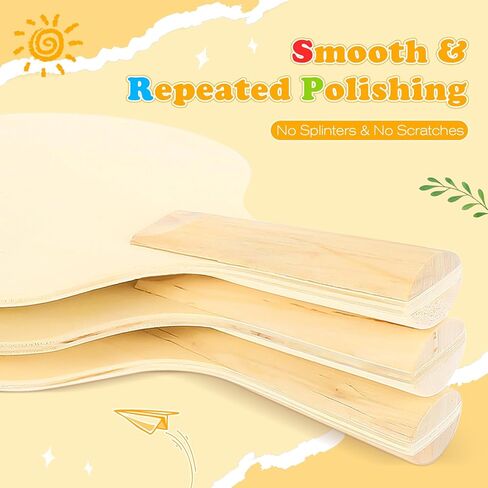 مضارب تنس الطاولة الخشبية غير المكتملة، زوجان من مضارب تنس الطاولة الخشبية غير المطلية - مضارب تنس طاولة خشبية عادية للألعاب الداخلية والخارجية in Kuwait