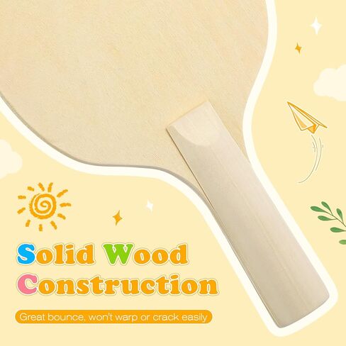 مضارب تنس الطاولة الخشبية غير المكتملة، زوجان من مضارب تنس الطاولة الخشبية غير المطلية - مضارب تنس طاولة خشبية عادية للألعاب الداخلية والخارجية in Kuwait