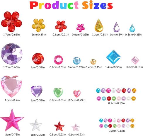 DIYASY 3228 Pcs Gem Stickers, Self Adhesive Rhinestone Jewel DIY Crafts Acrylic Gems Stickers Star Heart Round Shapes Diamond Sticker Supplies for Kids 12 Sheets in Saudi Arabia