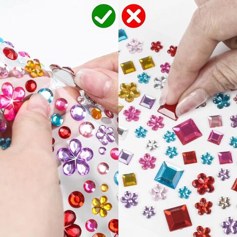 DIYASY 3228 Pcs Gem Stickers, Self Adhesive Rhinestone Jewel DIY Crafts Acrylic Gems Stickers Star Heart Round Shapes Diamond Sticker Supplies for Kids 12 Sheets in Saudi Arabia