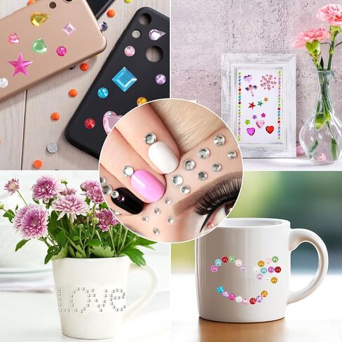 DIYASY 3228 Pcs Gem Stickers, Self Adhesive Rhinestone Jewel DIY Crafts Acrylic Gems Stickers Star Heart Round Shapes Diamond Sticker Supplies for Kids 12 Sheets in Saudi Arabia