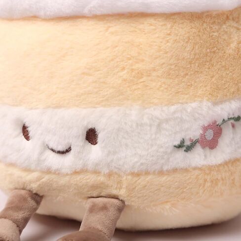 Soft Plush Birthday Cake Stuffed Animal, White and Yellow, 8 Inch, Decorative Candle Design, Kids Gift in Saudi Arabia