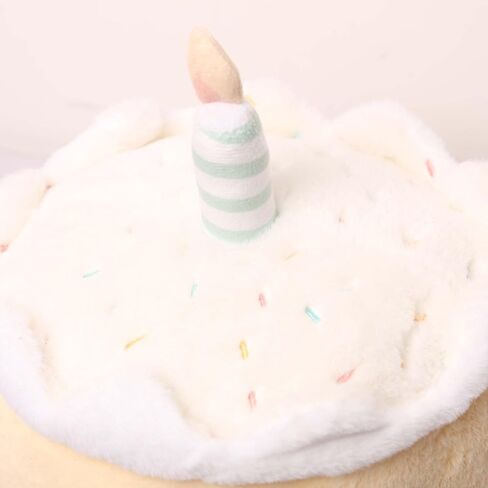 Soft Plush Birthday Cake Stuffed Animal, White and Yellow, 8 Inch, Decorative Candle Design, Kids Gift in Saudi Arabia