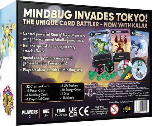 Mindbug: King of Tokyo Card Game - Epic Crossover Battle of Kaijus & Monsters, Strategic Duel Game with Dice, Energy Cubes & Creature Cards for Kids & Adults, Ages 8+, 2 Players, 15 Minute Playtime in Saudi Arabia
